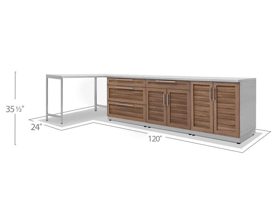 NewAge | Outdoor Kitchen Stainless Steel 4 Piece Cabinet Set with 3-Drawer, 2-Door, 2-Door Drawer Cabinet and Prep Table