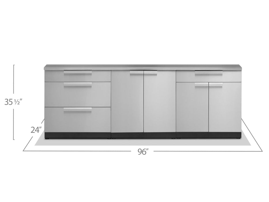 NewAge | Outdoor Kitchen Stainless Steel 3 Piece Cabinet Set with 2-Door, 2-Door Drawer and 3-Drawer Cabinet