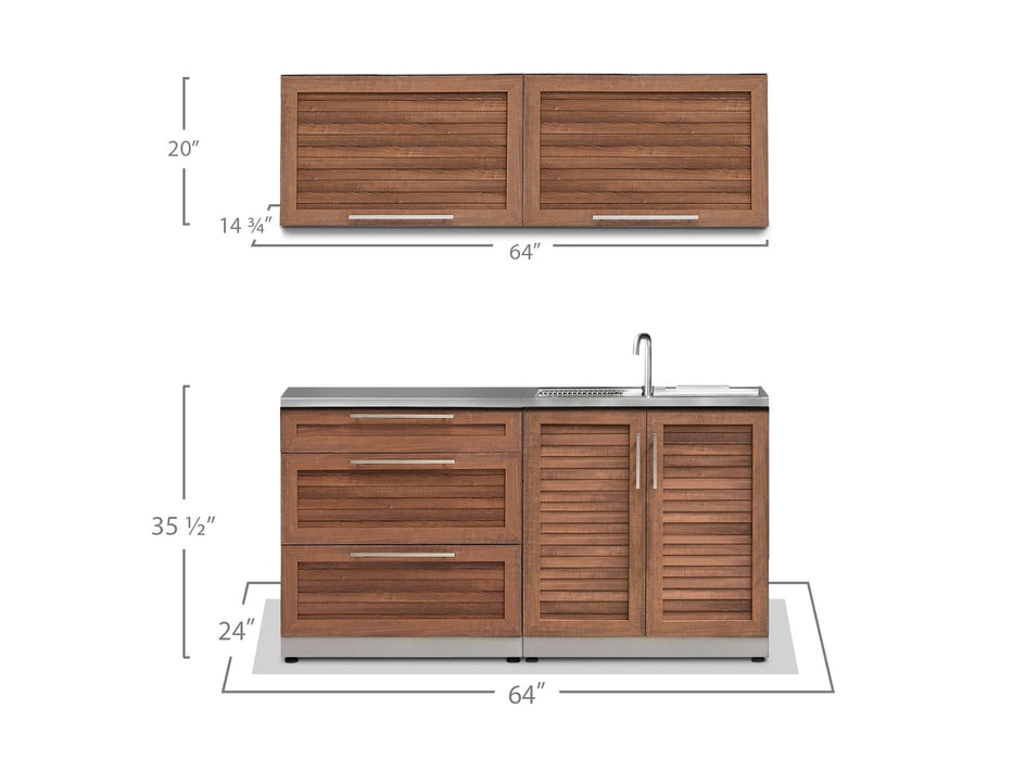 NewAge | Outdoor Kitchen Stainless Steel 4 Piece Cabinet Set with Sink, 3-Drawer and Wall Cabinets